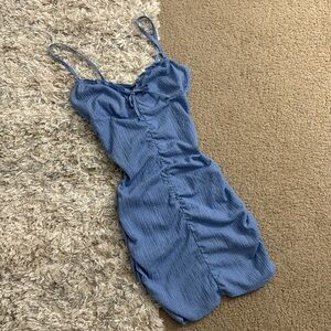 Baby blue ruched dress